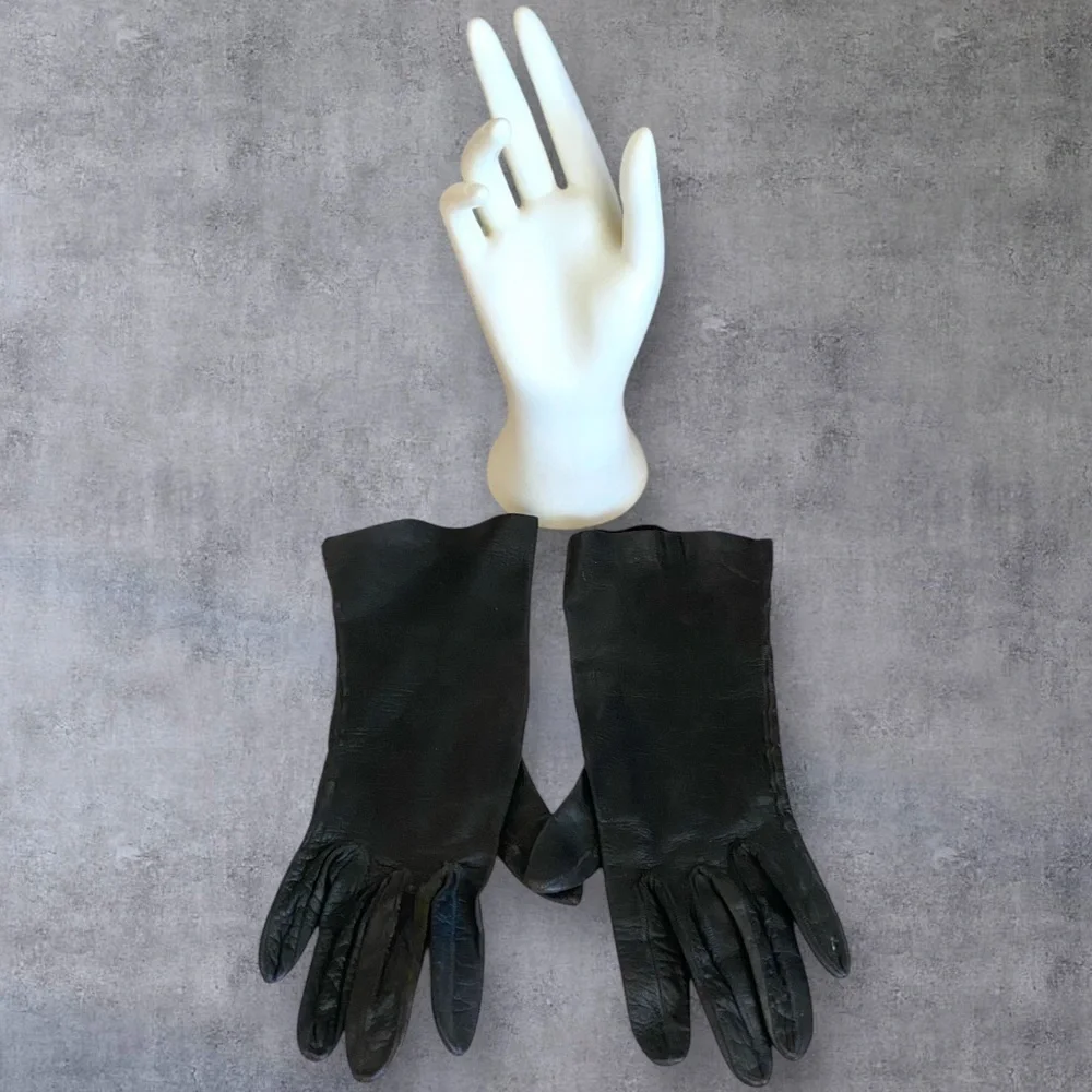 Black Leather Gloves Fits EXTRA SLIM SMALL HANDS. Gorpcore Accessories XS